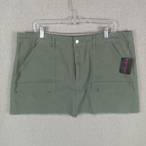 No Boundaries Cargo Fray Hem Mini Skirt Juniors Womens XXL Green Y2K Streetwear